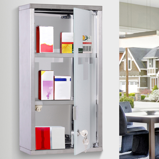 Portland White Medicine Storage Mirror Bathroom Cabinet - Size: 25 x 12 x 48cm - Wilko - image 1