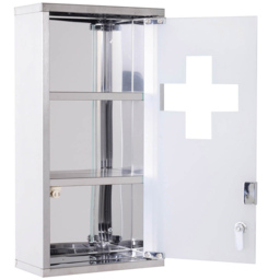 Portland White Medicine Storage Mirror Bathroom Cabinet - Size: 25 x 12 x 48cm - Wilko - thumbnail 4
