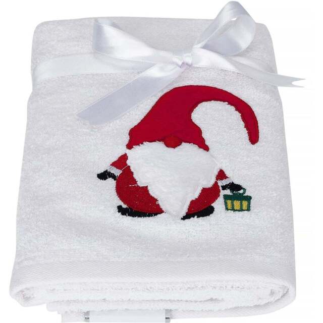 Bellissimo Cotton Home Embroidered Gonk Hand Towel 2 Pack - Size: 70 x 50 x 1cm - White - Bellissimo Home - Wilko - image 1