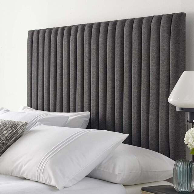 Aspire Furniture Catherine Lansfield Soho King Size Charcoal Saxon Twill Headboard - Grey - Aspire Beds - Wilko - image 1