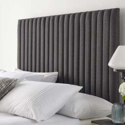 Aspire Furniture Catherine Lansfield Soho King Size Charcoal Saxon Twill Headboard - Grey - Aspire Beds - Wilko