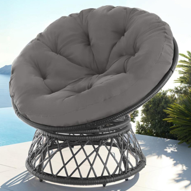 tectake Gargano Black Polyrattan Rattan Rotatable Garden Chair with Round Cushion - Size: 80.5 x 80 x 92cm - Wilko - image 1