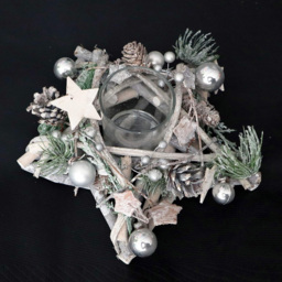 Shatchi Star Shaped Wooden Candle Holder - Size: 24 x 11 x 3cm - Silver - Wilko - thumbnail 4