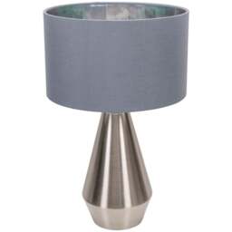 ValueLight Jax Grey Chrome Inner Shade Chrome Dimmable LED Touch Table Lamp - Size: 41 x 25 x 25cm - Silver - ValueLights - Wilko