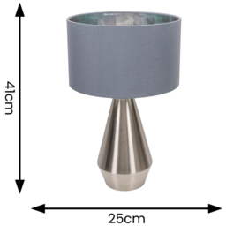 ValueLight Jax Grey Chrome Inner Shade Chrome Dimmable LED Touch Table Lamp - Size: 41 x 25 x 25cm - Silver - ValueLights - Wilko - thumbnail 5