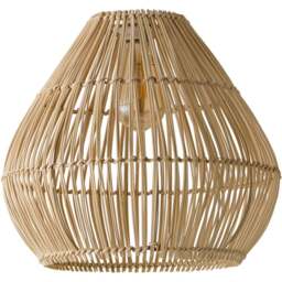 ValueLights Vine Natural Rattan Teardrop Pendant Lamp Shade - Size: 31 x 34 x 34cm - Cream - Wilko