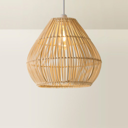 ValueLights Vine Natural Rattan Teardrop Pendant Lamp Shade - Size: 31 x 34 x 34cm - Cream - Wilko - thumbnail 6