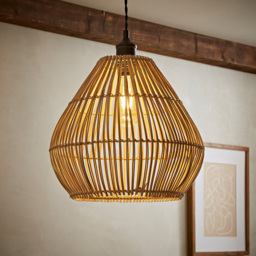 ValueLights Vine Natural Rattan Teardrop Pendant Lamp Shade - Size: 31 x 34 x 34cm - Cream - Wilko - thumbnail 7