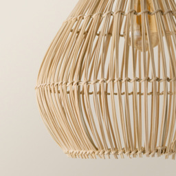 ValueLights Vine Natural Rattan Teardrop Pendant Lamp Shade - Size: 31 x 34 x 34cm - Cream - Wilko - thumbnail 5