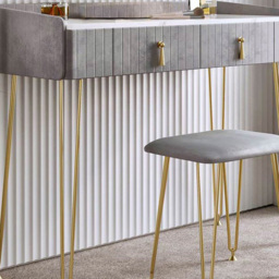 CARME Home Tokyo Glow Grey Velvet Dressing Table with Stool Set - Size: 55 x 34 x 116cm - Wilko - thumbnail 4
