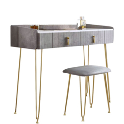 CARME Home Tokyo Glow Grey Velvet Dressing Table with Stool Set - Size: 55 x 34 x 116cm - Wilko - thumbnail 3