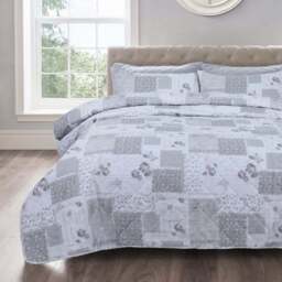 Velosso King Size Maya Grey Bedspread Set - Wilko - thumbnail 1