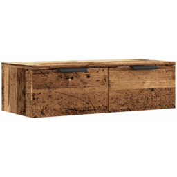 vidaXL 2 Drawer Old Wood Wall Cabinet - Size: 20 x 68 x 30cm - Brown - Wilko - thumbnail 3