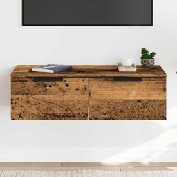 vidaXL 2 Drawer Old Wood Wall Cabinet - Size: 20 x 68 x 30cm - Brown - Wilko