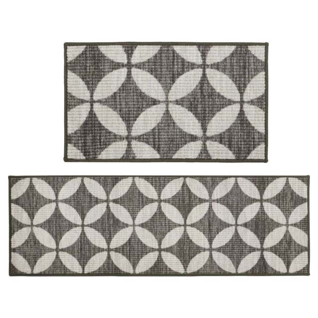 JVL Fiora M Pewter Washable Mat Runner 57 x 150cm - Size: 51 x 76cm - Multi - JVL Homewares - Wilko - image 1
