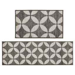 JVL Fiora M Pewter Washable Mat Runner 57 x 150cm - Size: 51 x 76cm - Multi - JVL Homewares - Wilko
