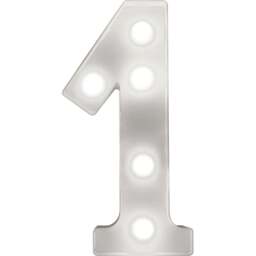 St Helens Battery Operated 3D LED Number 1 Light - Size: 21.8 x 4.3 x 16.5cm - White - Wilko