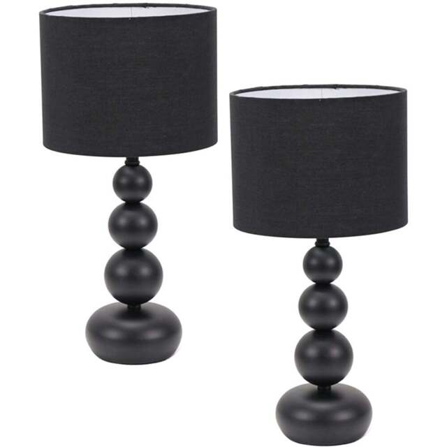 ValueLights Marissa 2 Pack Black Stacked Ball Touch LED Table Lamp - Size: 36 x 17 x 17cm - Wilko - image 1