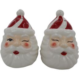 Winking Santa Salt and Pepper Shakers Red and White - Wilko