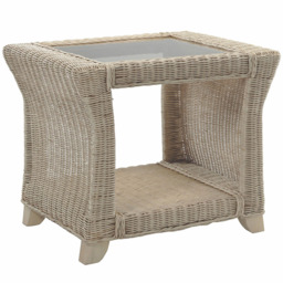 Desser Clifton Natural Rattan Lamp Table with Storage Shelf - Size: 59 x 65 x 58cm - Cream - Wilko - thumbnail 3