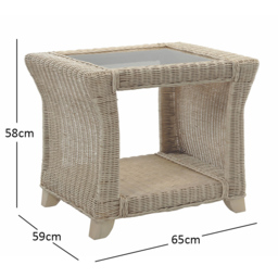 Desser Clifton Natural Rattan Lamp Table with Storage Shelf - Size: 59 x 65 x 58cm - Cream - Wilko - thumbnail 5