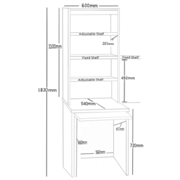 R White Cabinets 4 Shelf Small Laptop Desk with Keyboard Tray and Hutch White - Size: 182.8 x 60 x 54cm - Wilko - thumbnail 6
