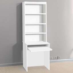 R White Cabinets 4 Shelf Small Laptop Desk with Keyboard Tray and Hutch White - Size: 182.8 x 60 x 54cm - Wilko - thumbnail 1