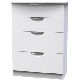Crowndale Camden 4 Drawer White Gloss and White Deep Chest of Drawers Ready Assembled - White Gloss & White - Wilko - thumbnail 4