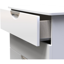 Crowndale Camden 4 Drawer White Gloss and White Deep Chest of Drawers Ready Assembled - White Gloss & White - Wilko - thumbnail 7