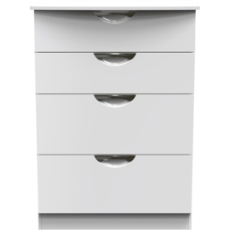 Crowndale Camden 4 Drawer White Gloss and White Deep Chest of Drawers Ready Assembled - White Gloss & White - Wilko - thumbnail 3