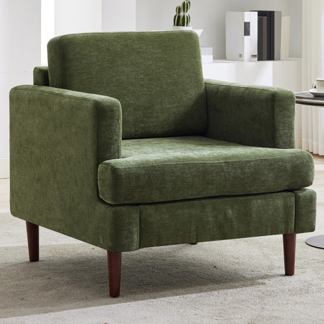 Living and Home Green Linen Mid-Century Armchair - Size: 80 x 76 x 80cm - Wilko - image 1