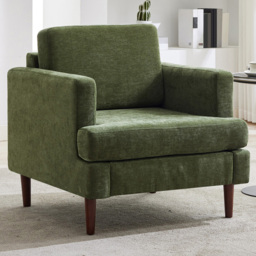 Living and Home Green Linen Mid-Century Armchair - Size: 80 x 76 x 80cm - Wilko