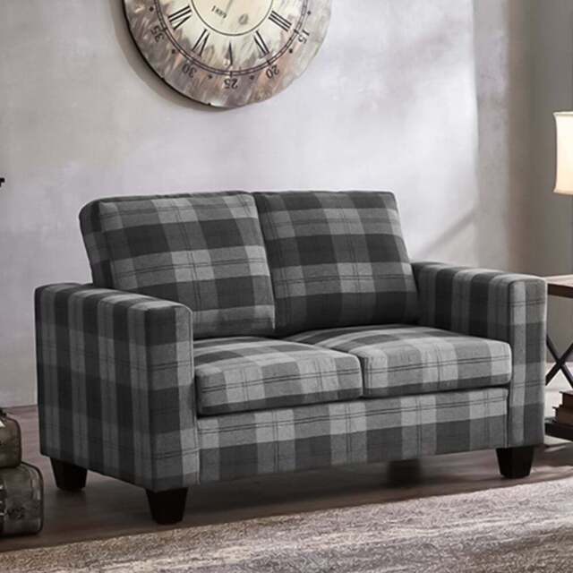 Home Detail Dakota 2 Seater Grey Tartan Fabric Sofa - Wilko - image 1