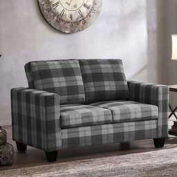 Home Detail Dakota 2 Seater Grey Tartan Fabric Sofa - Wilko