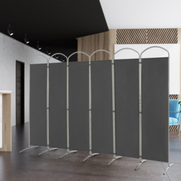 Costway 6 Panel Grey Freestanding Fabric Room Divider - Size: 88 x 27 x 14cm - Wilko - thumbnail 3
