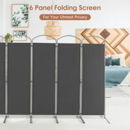Costway 6 Panel Grey Freestanding Fabric Room Divider - Size: 88 x 27 x 14cm - Wilko - thumbnail 5