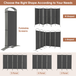 Costway 6 Panel Grey Freestanding Fabric Room Divider - Size: 88 x 27 x 14cm - Wilko - thumbnail 7