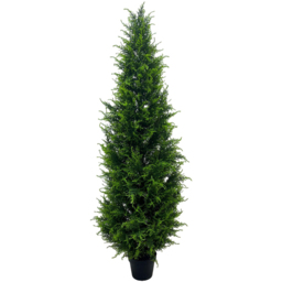 Leaf Cypress Cedar Topiary Artificial Tree in Pot 5ft - Size: 150 x 50 x 50cm - Green - Wilko - thumbnail 1