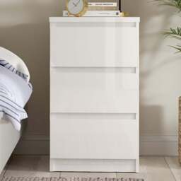 Florence 3 Drawer White High Gloss Bedside Table - Furniture to Go - Wilko - thumbnail 1