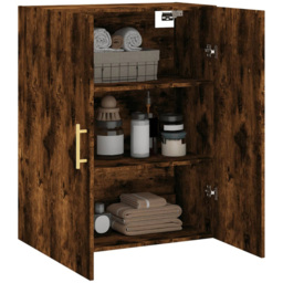 vidaXL 2 Door Brown Smoked Oak Wall Mounted Cabinet - Size: 90 x 69.5 x 34cm - Wilko - thumbnail 6