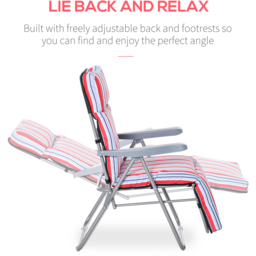 Outsunny Set of 2 Red and White Adjustable Sun Lounger - Size: 1 Seater - Multi - Wilko - thumbnail 5