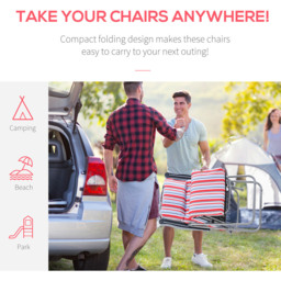 Outsunny Set of 2 Red and White Adjustable Sun Lounger - Size: 1 Seater - Multi - Wilko - thumbnail 7