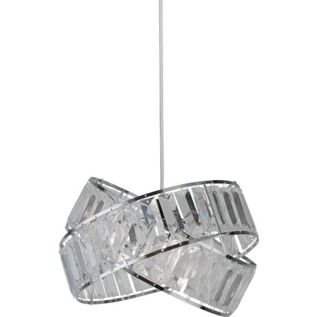 Lighting Collection 2 Intertwining Ring Chrome and Clear Acrylic Shade - Size: 18.5 x 27.5 x 27.5cm - Silver - Wilko - image 1