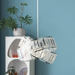 Lighting Collection 2 Intertwining Ring Chrome and Clear Acrylic Shade - Size: 18.5 x 27.5 x 27.5cm - Silver - Wilko - thumbnail 3