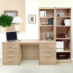 R White Cabinets SET-15-IN-ST Desk Drawer Unit and Hutch Narrow Bookcase Home Office Furniture Set - Size: 182 x 204 x 54cm - Brown - Wilko - thumbnail 1