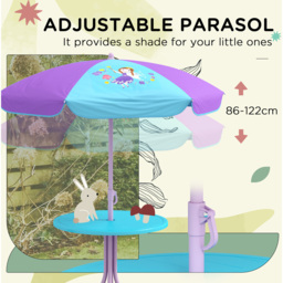 Outsunny Kids Fairy Bistro Set with Parasol - Size: 2 Seater - Blue - Wilko - thumbnail 6