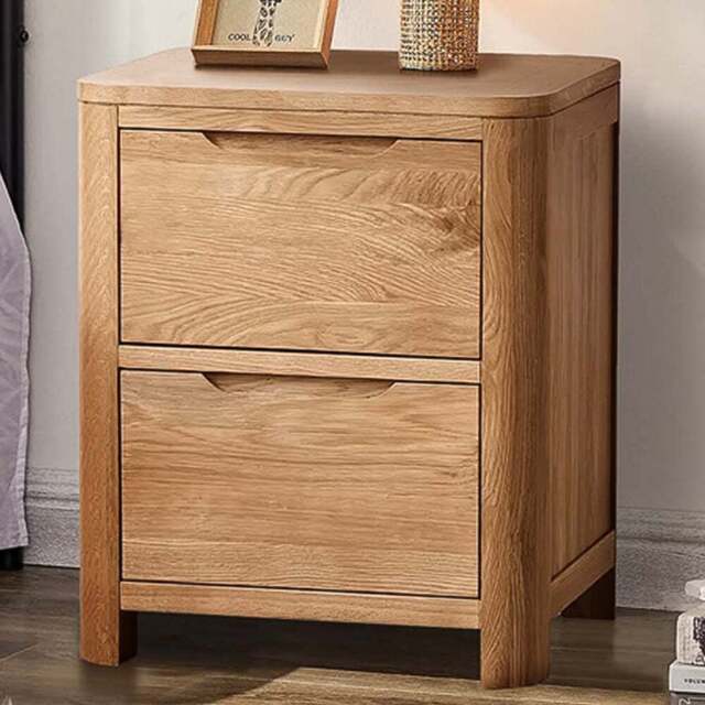 Brooklyn 2 Drawer Oak Bedside Table - Brown - Wilko - image 1