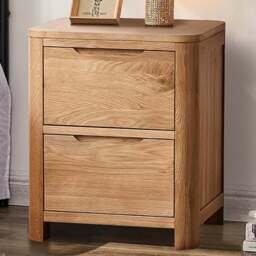 Brooklyn 2 Drawer Oak Bedside Table - Brown - Wilko