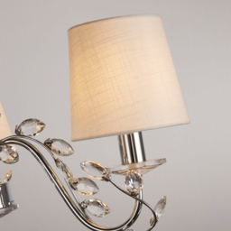 Lighting Collection Whittaker 3 Arm White Fabric Shade Chrome and Glass Pendant Light - Size: 26 x 48 x 48cm - Chrome and Clear - Wilko - thumbnail 5