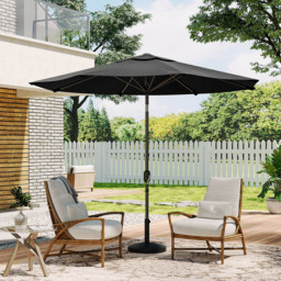 Living and Home Black Crank and Tilt Parasol 3m with Round Resin Base - Wilko - thumbnail 7